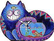 Fishin' Feline Clock