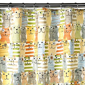 Meow Shower Curtain Plus Cat Hooks