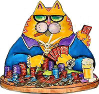 Poker Face Cat Clock